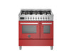 Bertazzoni Professional 90cm Range Cooker Twin Oven Dual Fuel Red - Nuovo Luxury