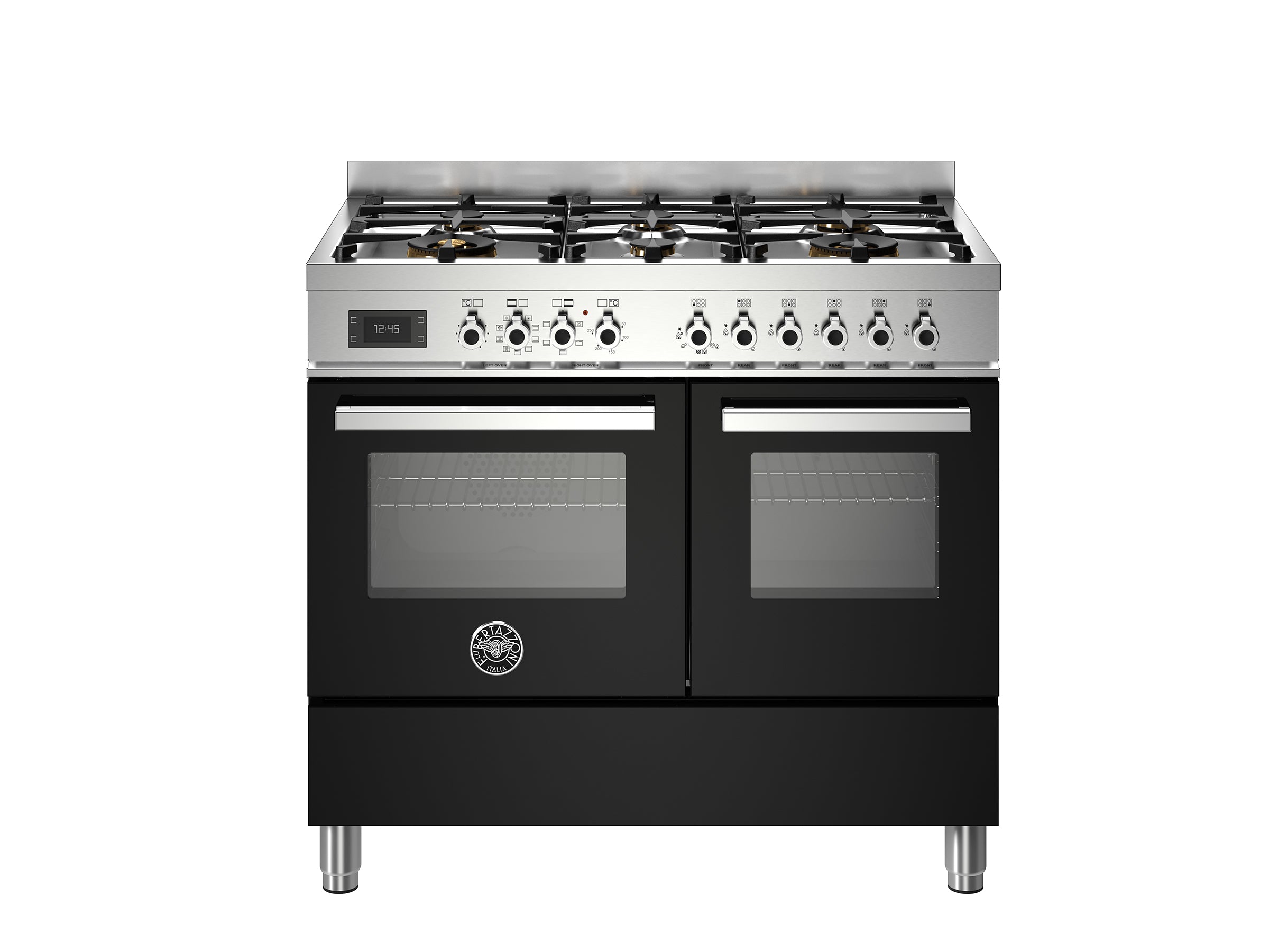 Bertazzoni Professional 100cm Range Cooker Twin Oven Dual Fuel Gloss Black - Nuovo Luxury