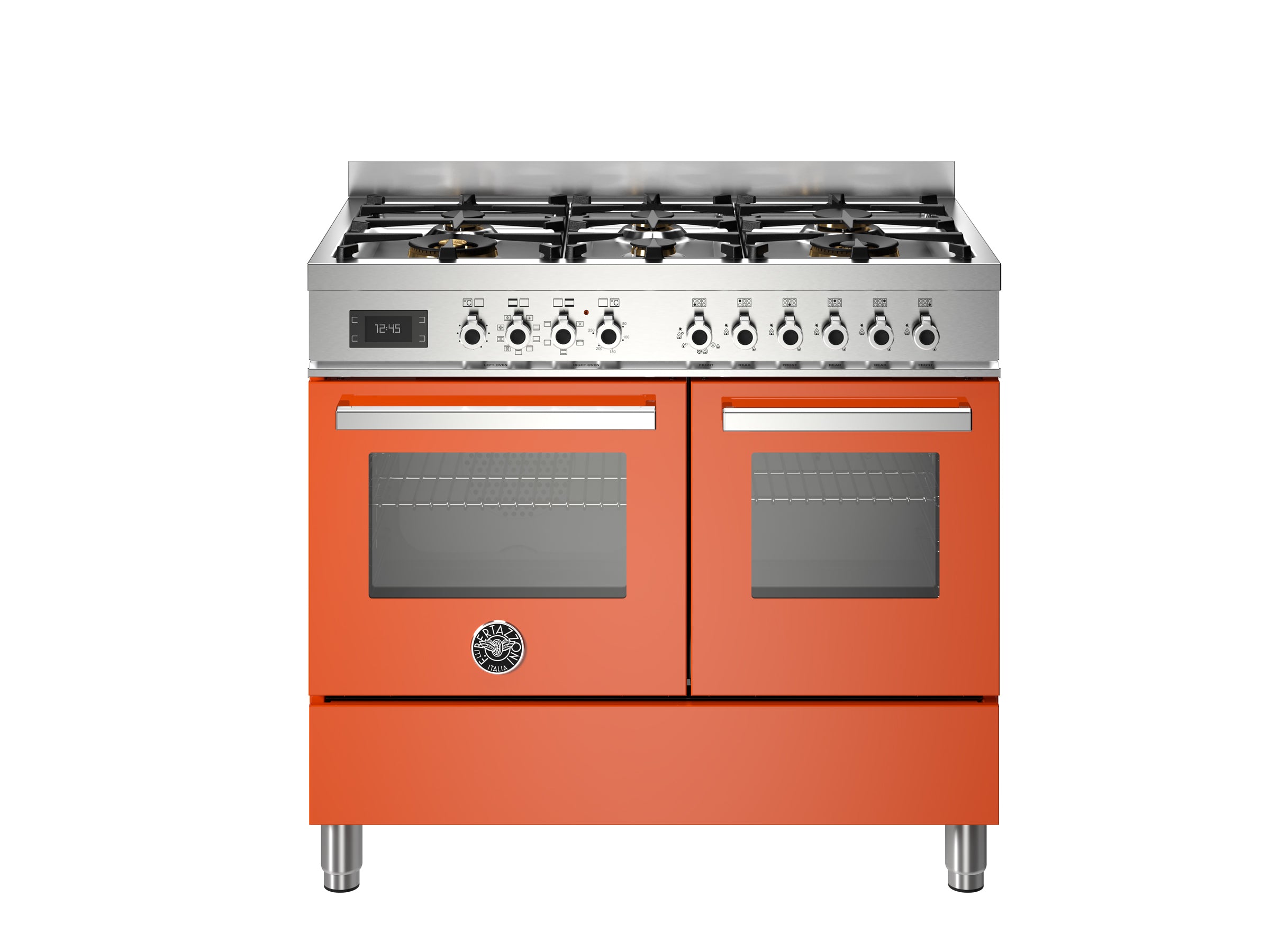 Bertazzoni Professional 100cm Range Cooker Twin Oven Dual Fuel Orange - Nuovo Luxury