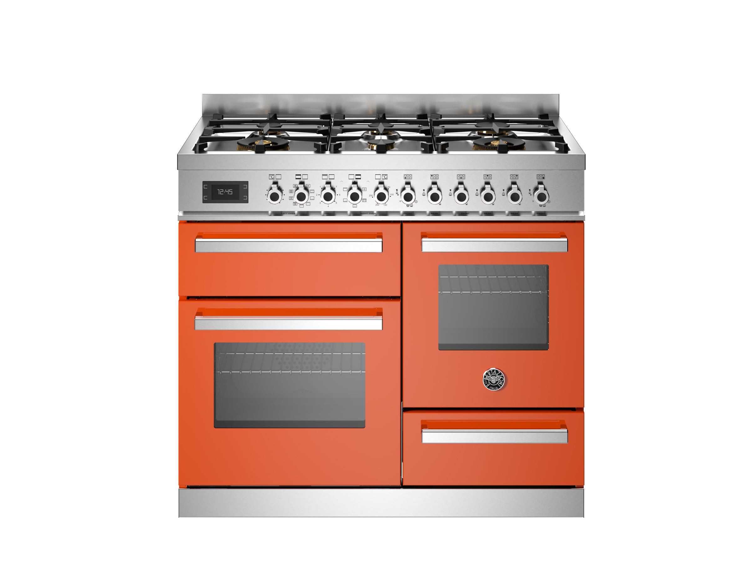 Bertazzoni Professional 100cm Range Cooker XG Oven Dual Fuel Orange - Nuovo Luxury