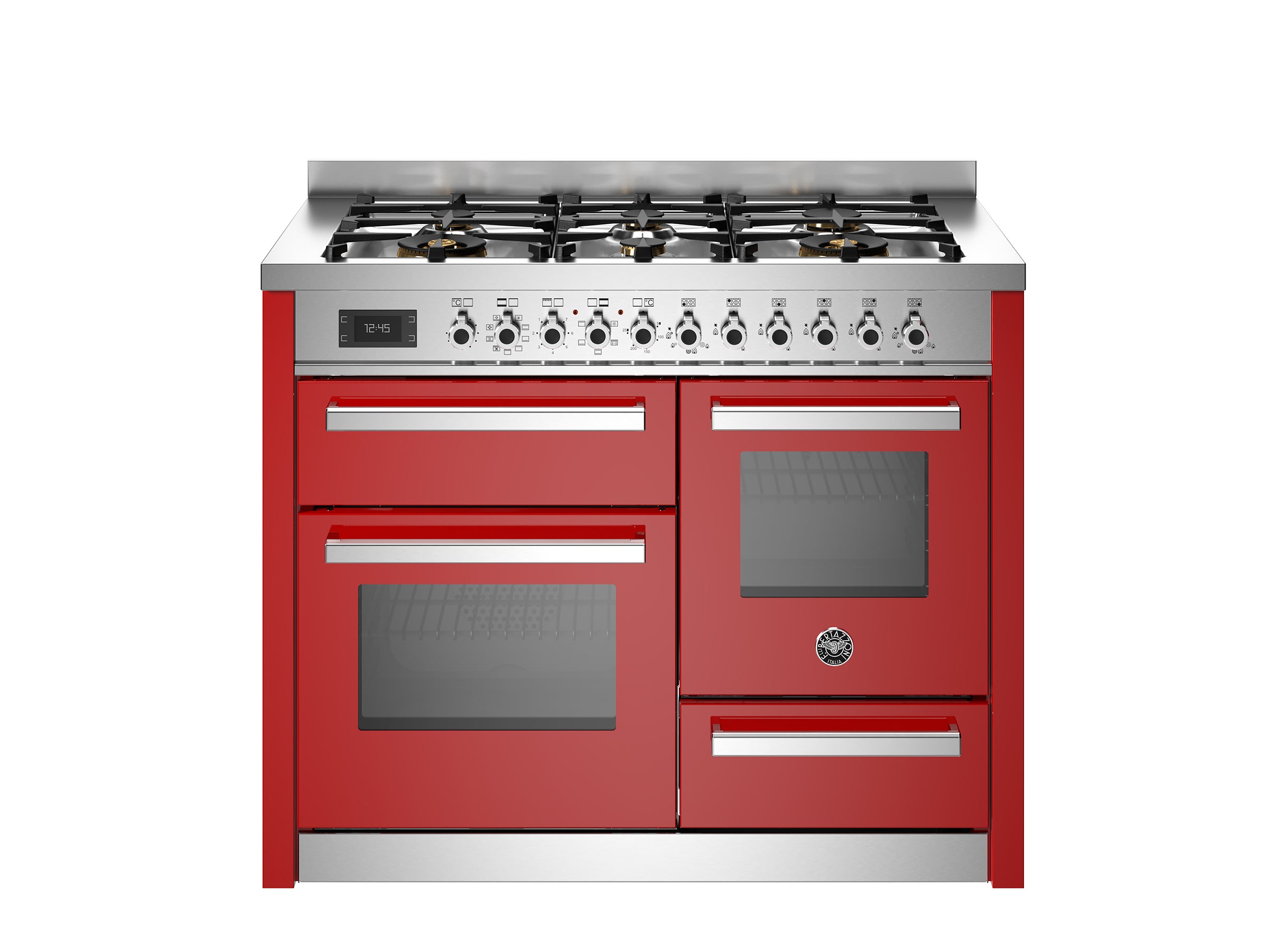 Bertazzoni Professional 110cm Range Cooker XG Oven Dual Fuel Gloss Red - Nuovo Luxury