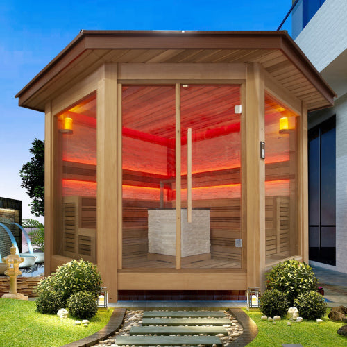 Ultimate 6 to 8-Person Traditional Garden Sauna Cedar Wood - Nuovo Luxury