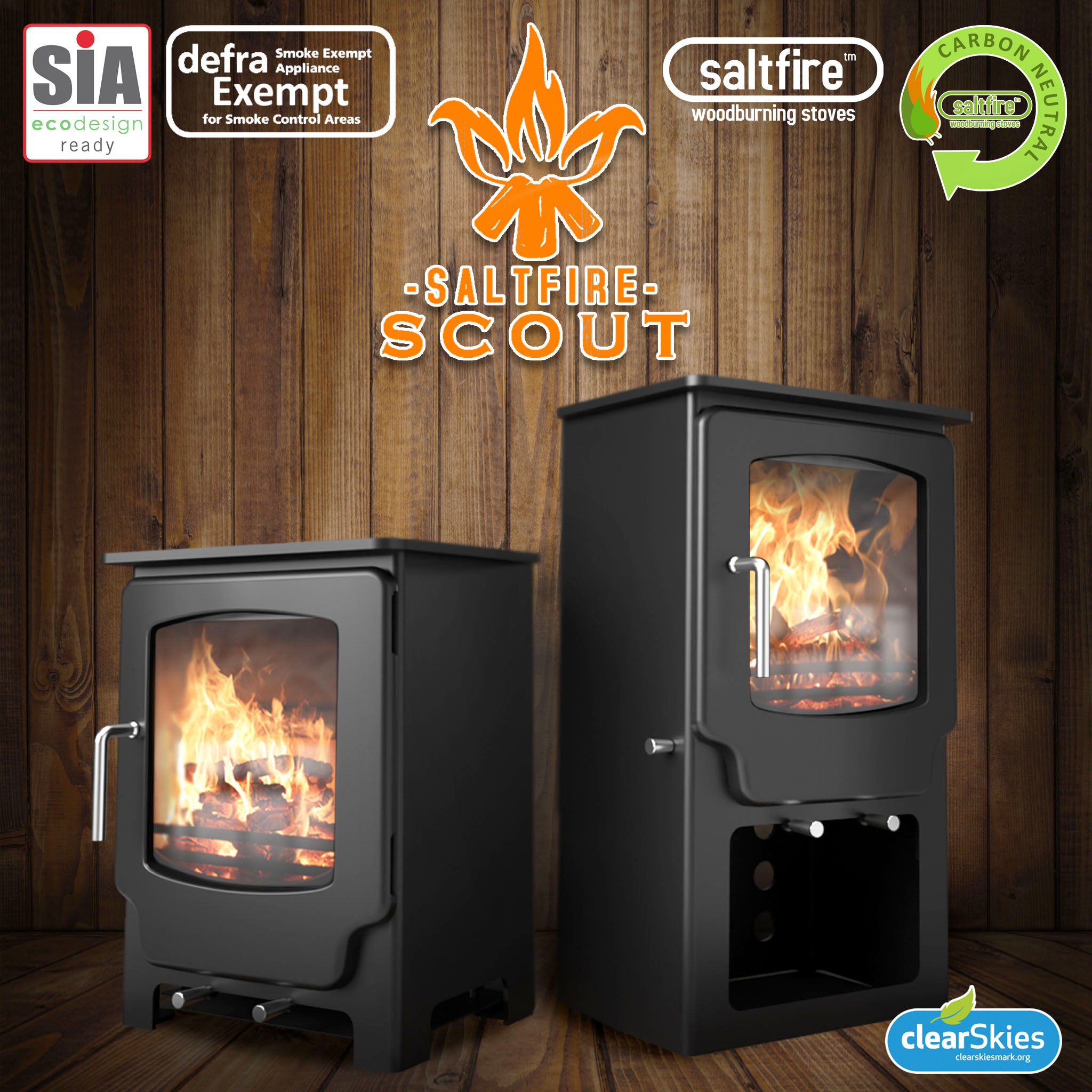 Saltfire Scout Tall Multi-fuel / Wood Burning Stove