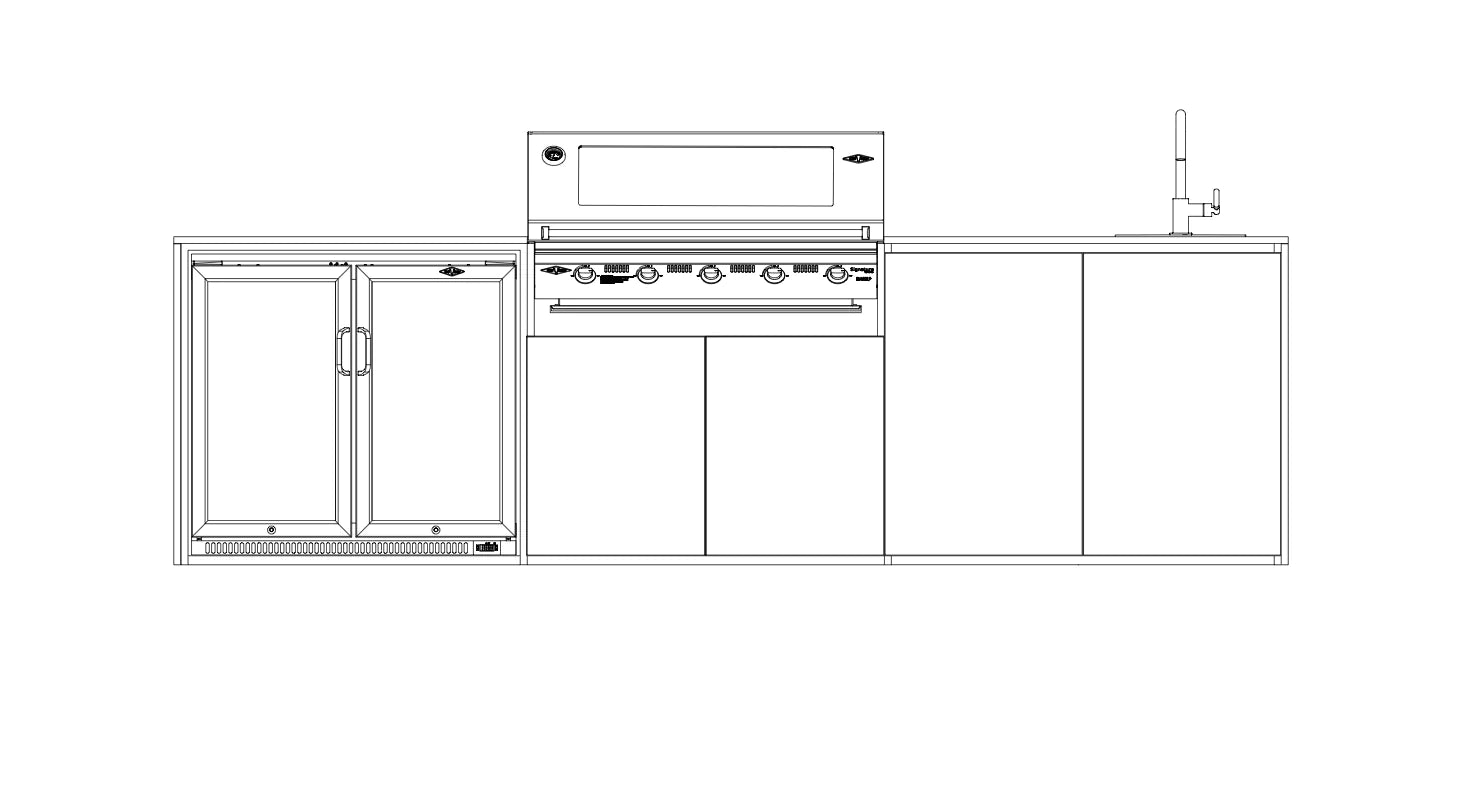 FrescoPro Augusta Outdoor Kitchen With 7000P 5 Burner BBQ - Dekton Top / Dekton Doors - Nuovo Luxury