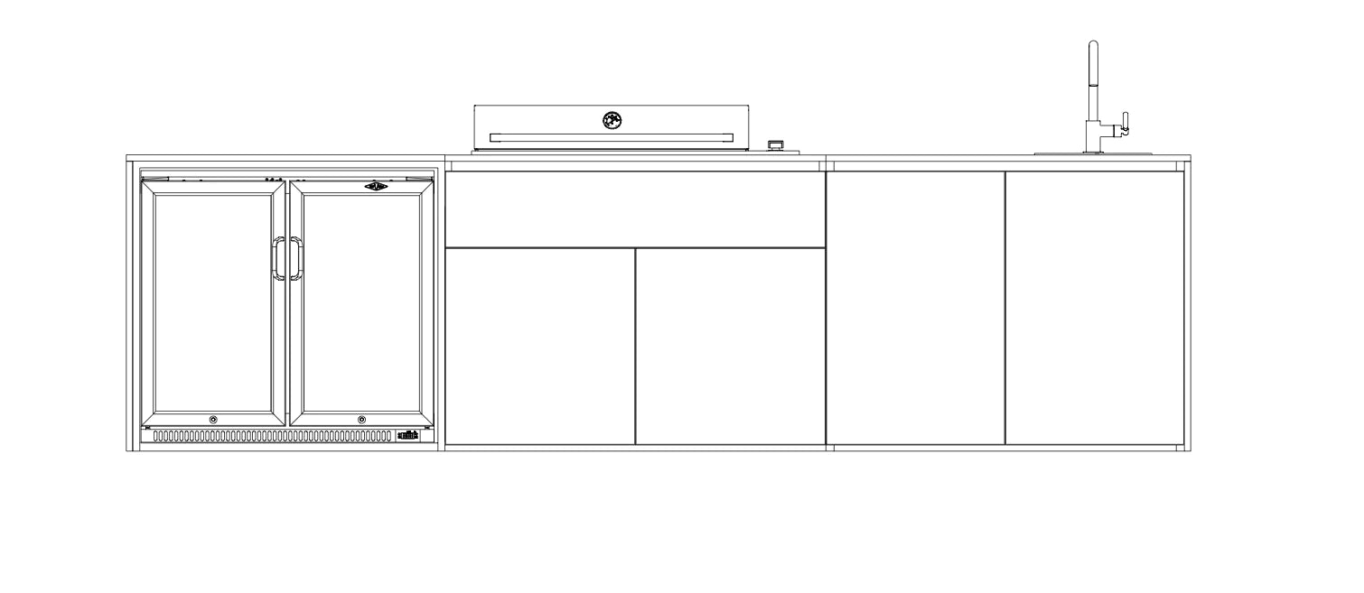 FrescoPro Augusta Outdoor Kitchen With Pro Line 6 Burner BBQ - Dekton Top / Dekton Doors - Nuovo Luxury