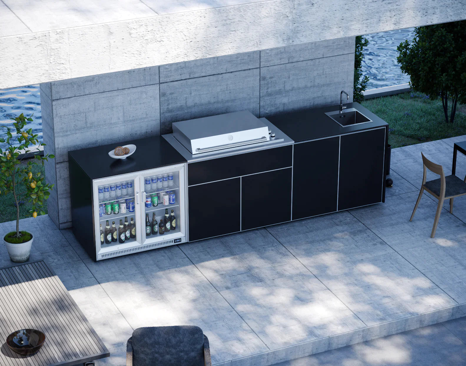 FrescoPro Augusta Outdoor Kitchen With Pro Line 6 Burner BBQ - Dekton Top / ACP Doors - Nuovo Luxury