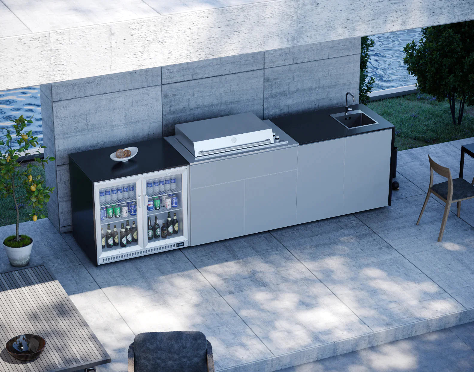 FrescoPro Augusta Outdoor Kitchen With Pro Line 6 Burner BBQ - Dekton Top / ACP Doors - Nuovo Luxury
