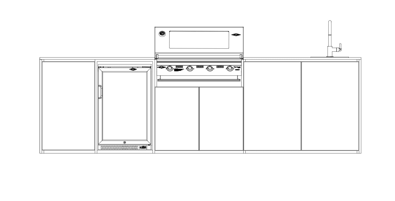 FrescoPro Boronia Outdoor Kitchen With 7000P 4 Burner BBQ - Dekton Top / Dekton Doors - Nuovo Luxury