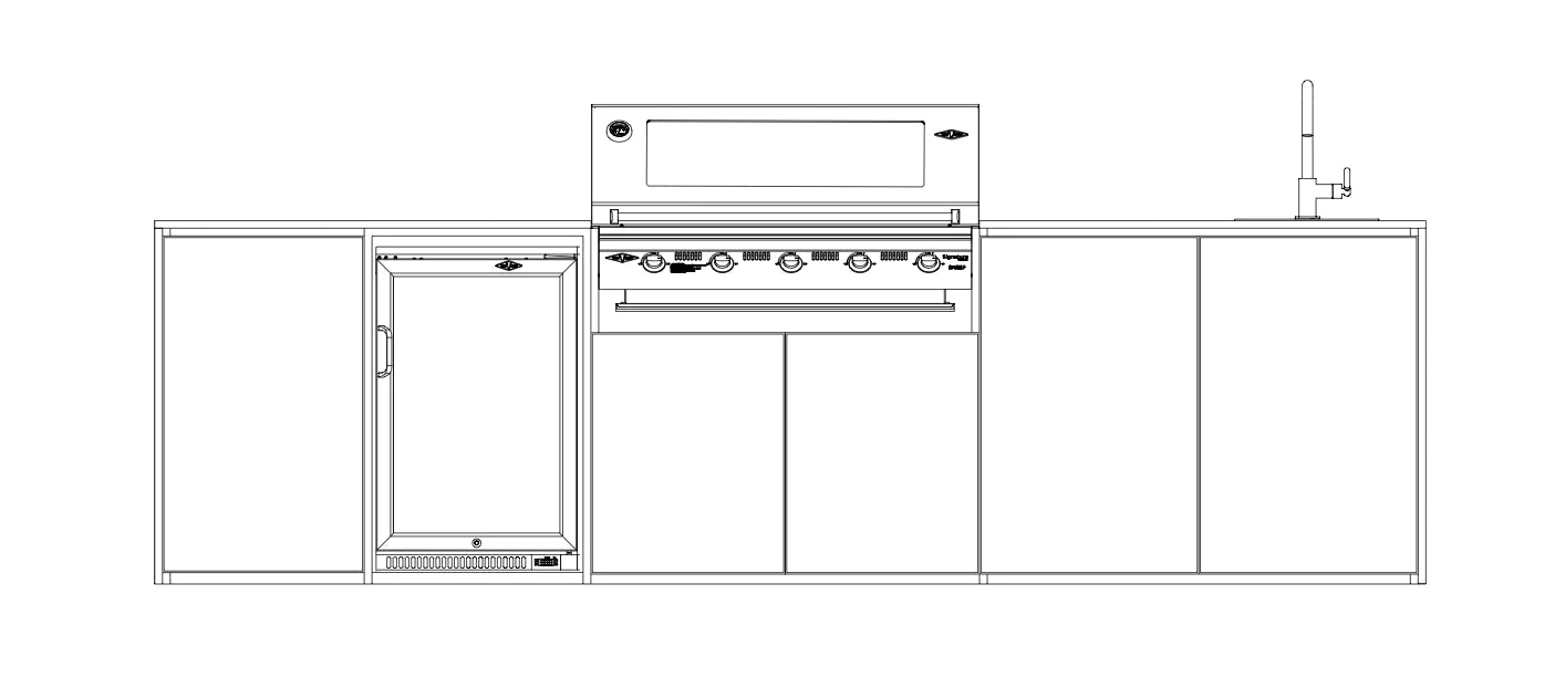 FrescoPro Boronia Outdoor Kitchen With 7000P 5 Burner BBQ - Dekton Top / Dekton Doors - Nuovo Luxury