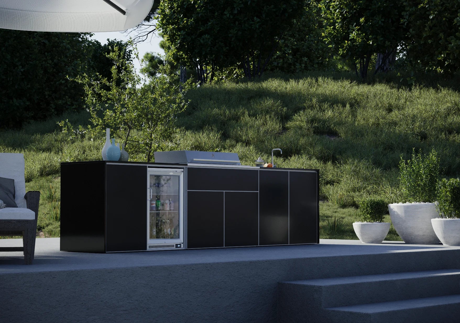 FrescoPro Boronia Outdoor Kitchen With Pro Line 6 Burner BBQ - Granite Top / ACP Doors - Nuovo Luxury