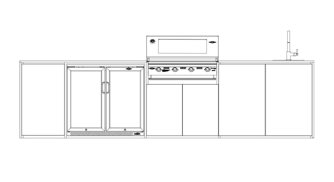 FrescoPro Fremantle Outdoor Kitchen With 7000P 4 Burner BBQ - Granite Top / ACP Doors - Nuovo Luxury