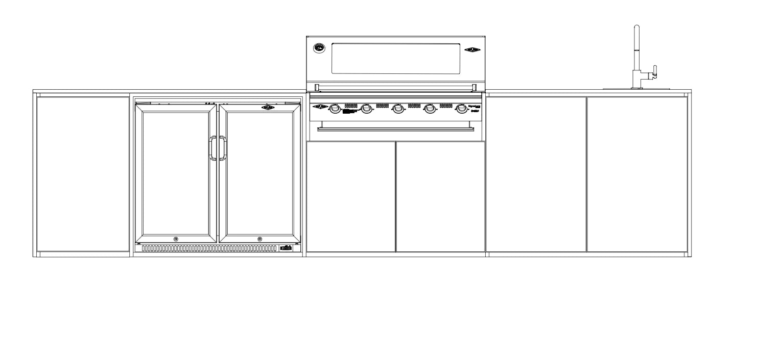FrescoPro Fremantle Outdoor Kitchen With 7000P 5 Burner BBQ - Granite Top / ACP Doors - Nuovo Luxury