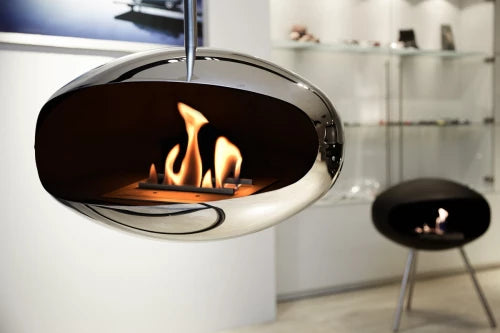 Cocoon Aeris Smokeless Bioethanol Fire Polished Steel with Steel Pole