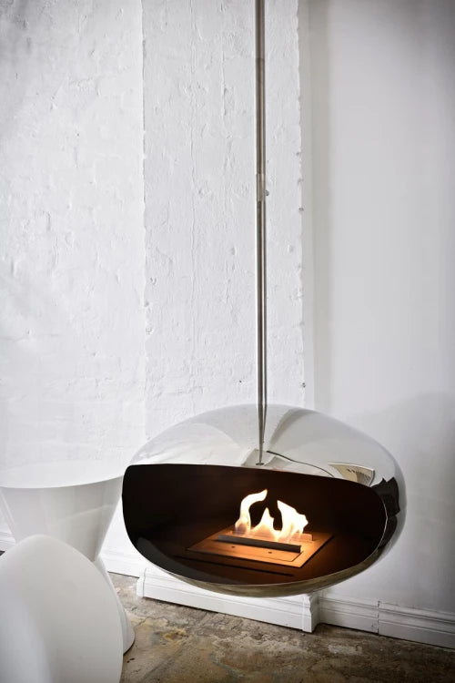 Cocoon Aeris Smokeless Bioethanol Fire Polished Steel with Steel Pole