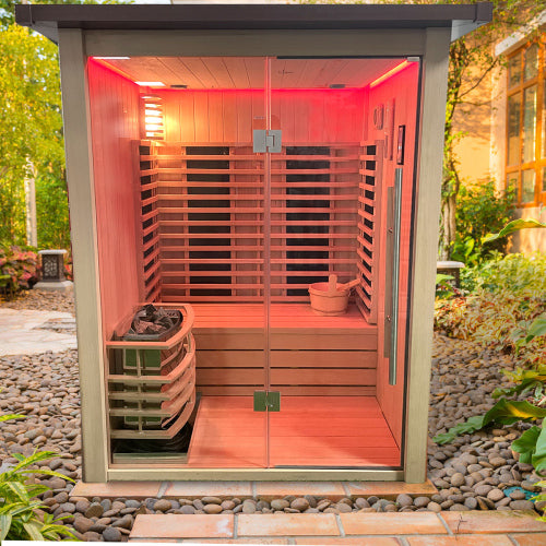 Hybrid Outdoor 2-Person Sauna w/ Bluetooth Speakers