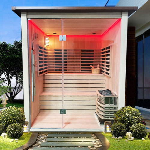 Outdoor Hybrid-Heating 4 Person Sauna 2m x 2m