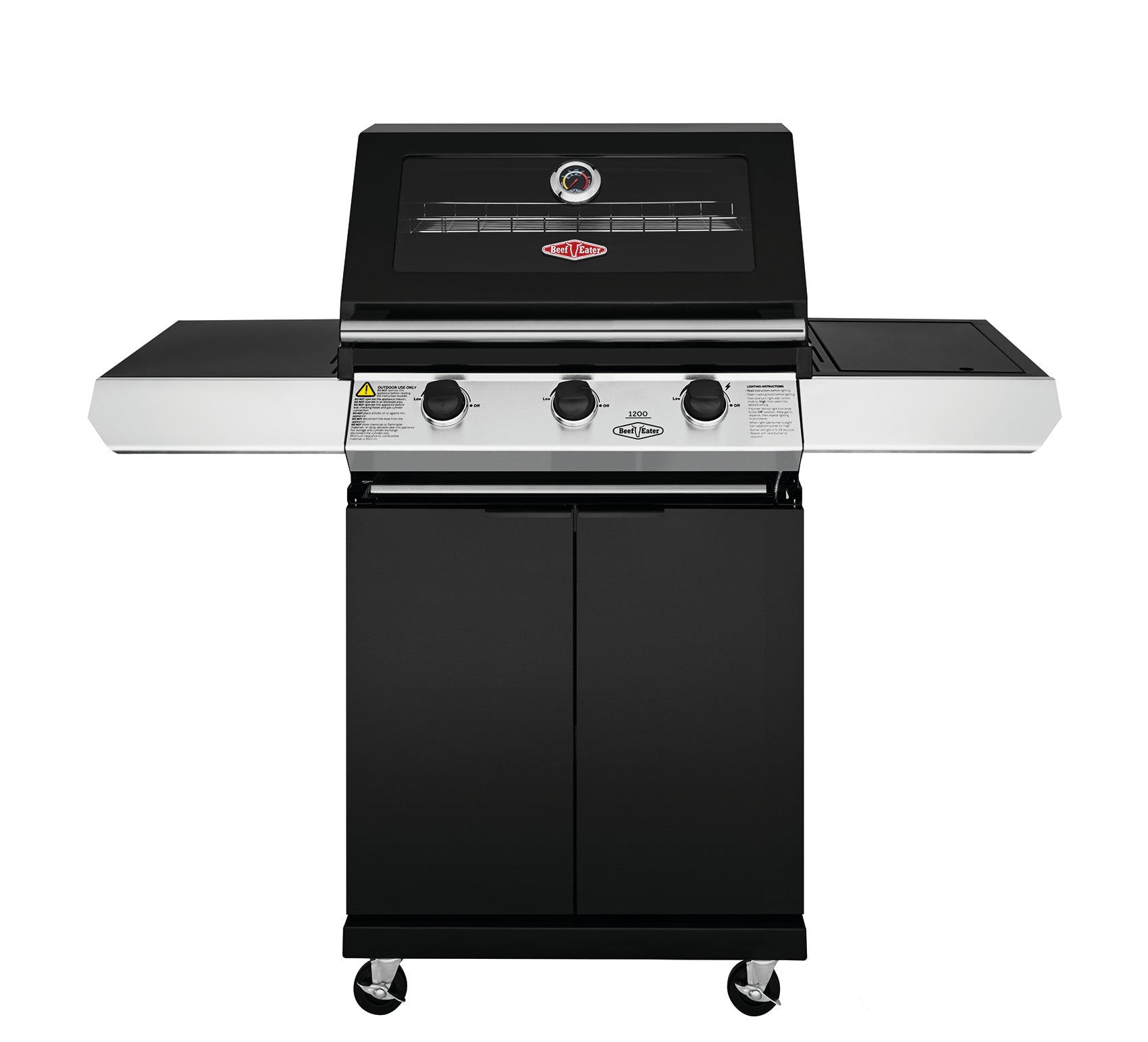 BeefEater 1200E Series - 3 Burner BBQ & Side Burner Trolley - Nuovo Luxury