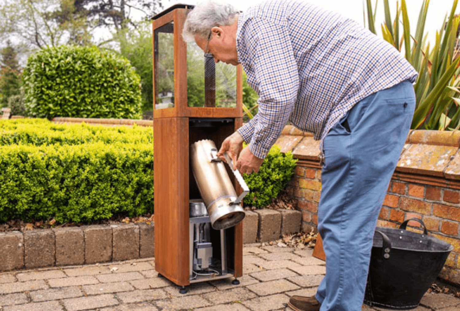 Qube Corten Steel Pellet Patio Heater - Nuovo Luxury